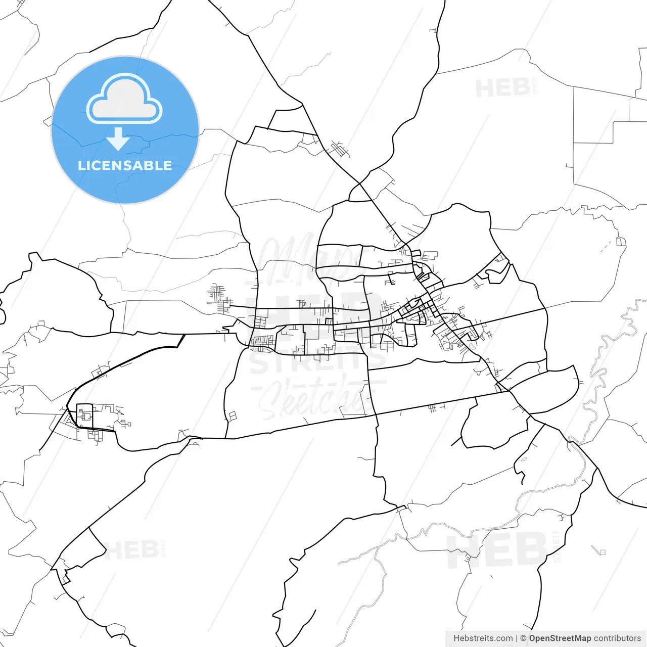 Vector PDF map of Pagar Alam, Indonesia