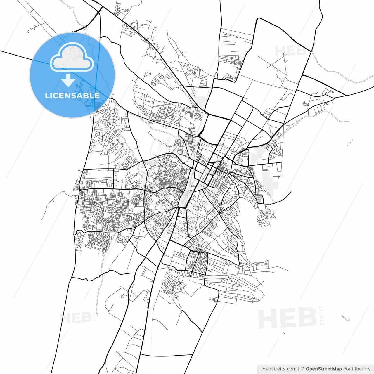 Vector PDF map of Quetta, Pakistan