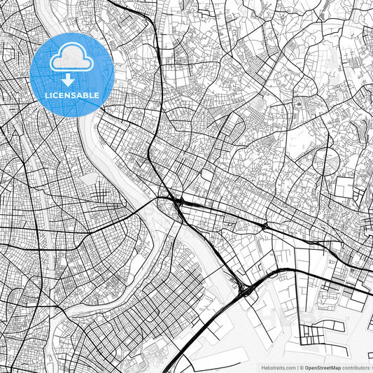 Vector PDF map of Ichikawa, Japan