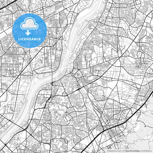 Vector PDF map of Hirakata, Japan