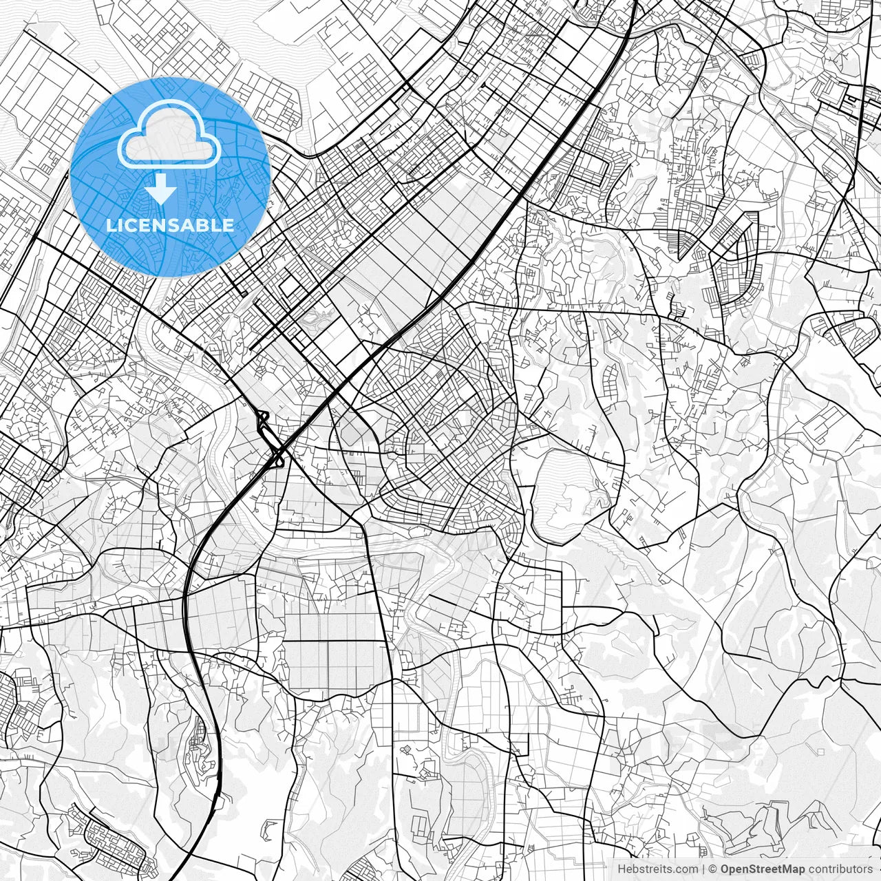 Vector PDF map of Ichihara, Japan