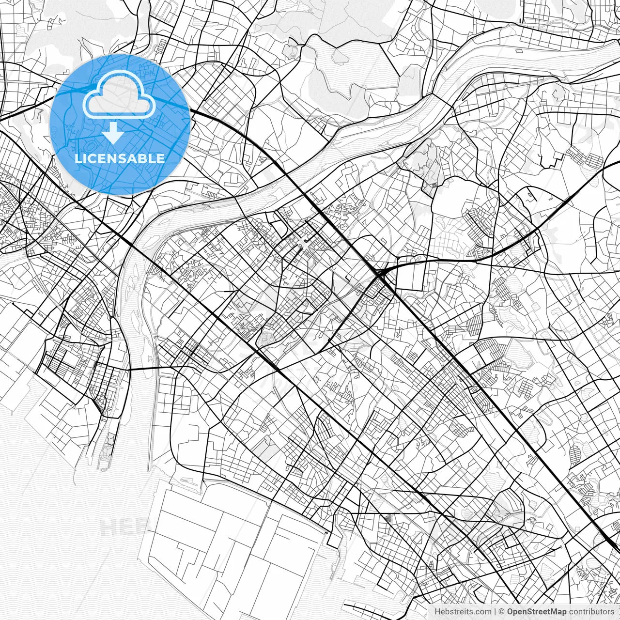 Vector PDF map of Kakogawa, Japan