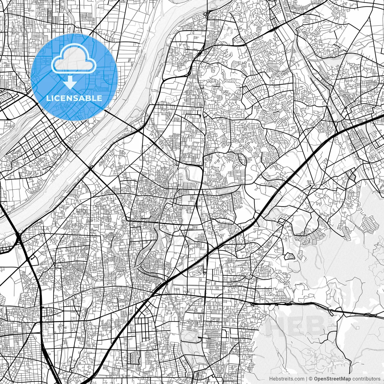 Vector PDF map of Neyagawa, Japan