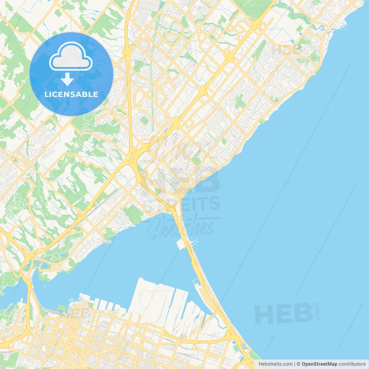 Empty vector map of Burlington, Ontario, Canada