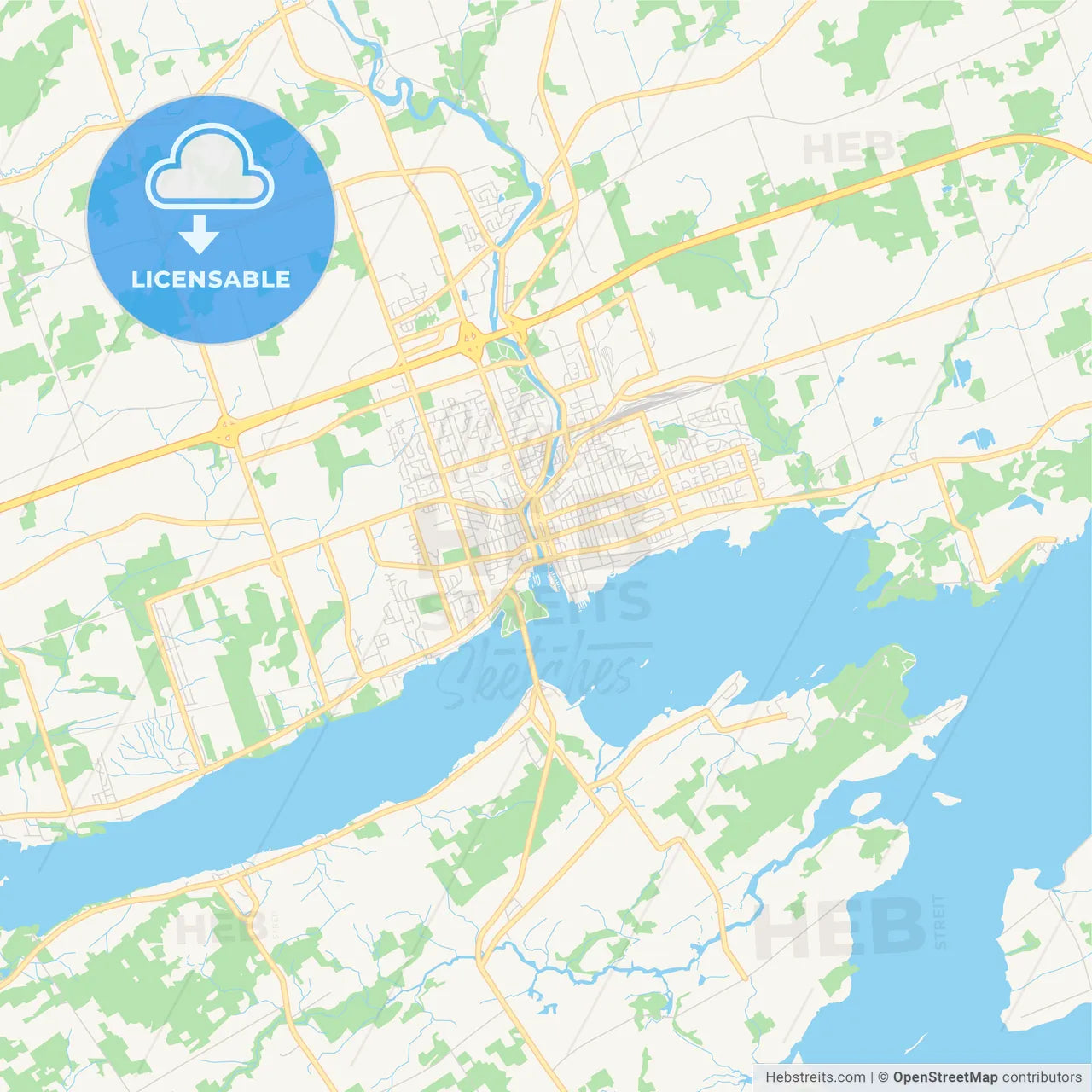 Empty vector map of Belleville, Ontario, Canada