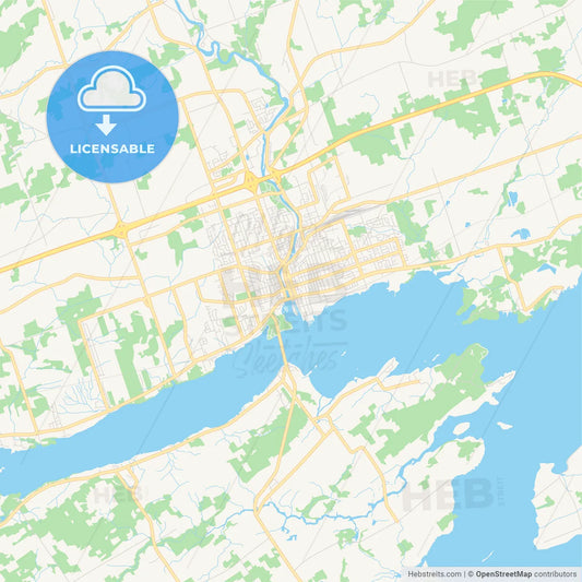 Empty vector map of Belleville, Ontario, Canada