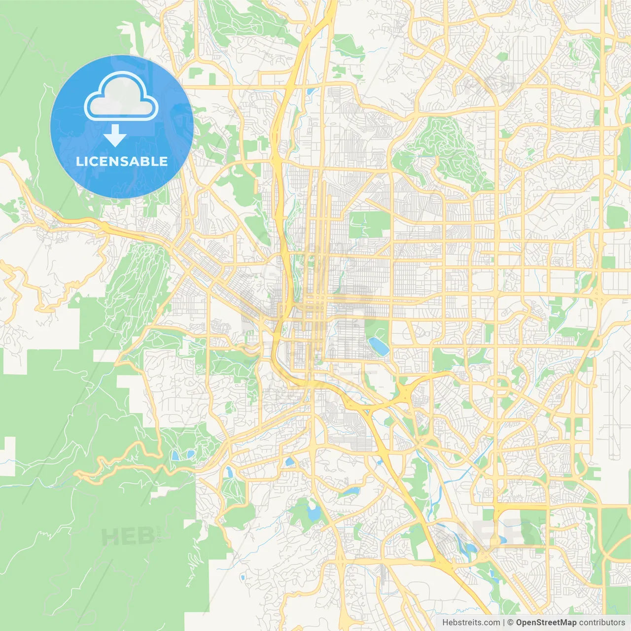 Empty vector map of Colorado Springs, Colorado, USA