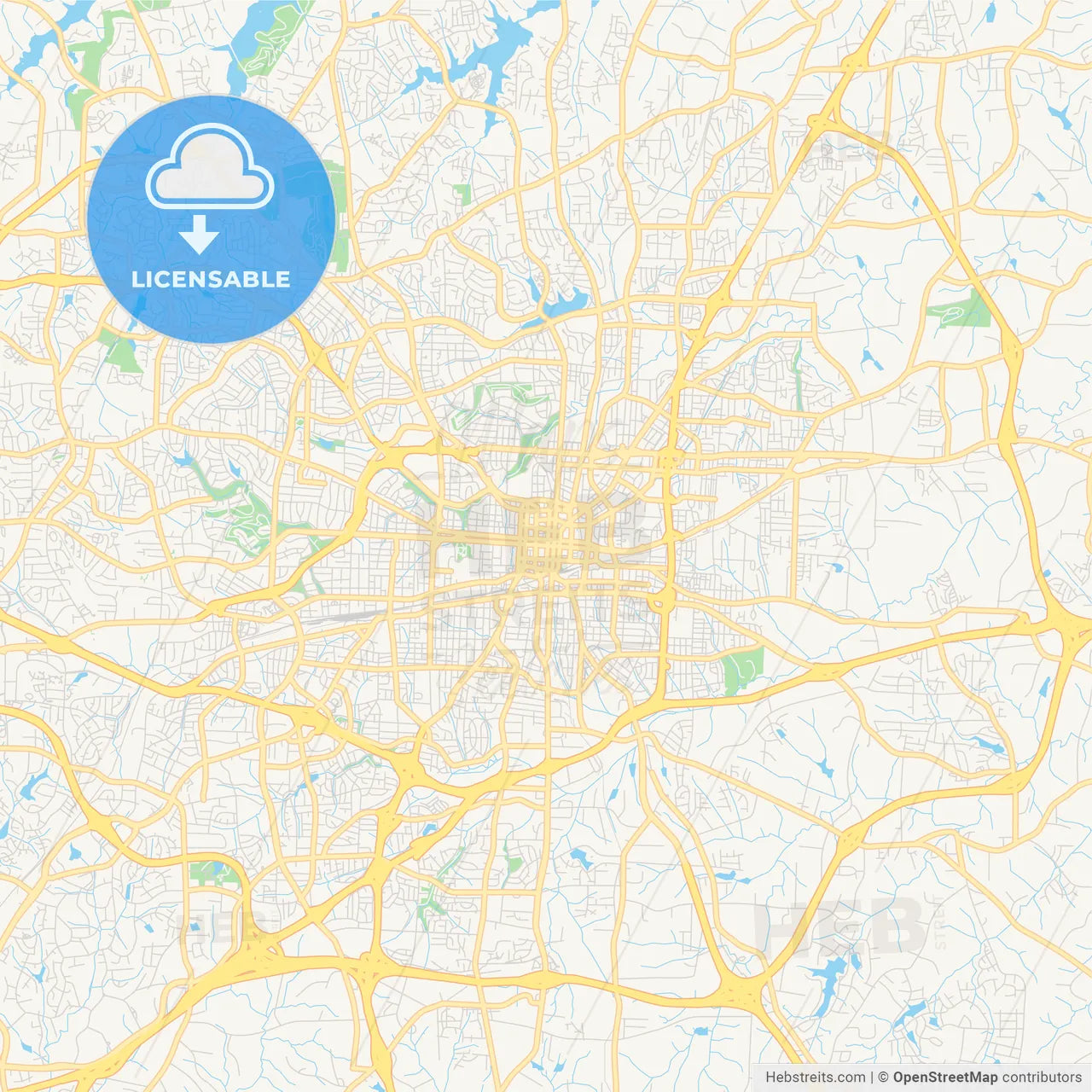 Empty vector map of Greensboro, North Carolina, USA