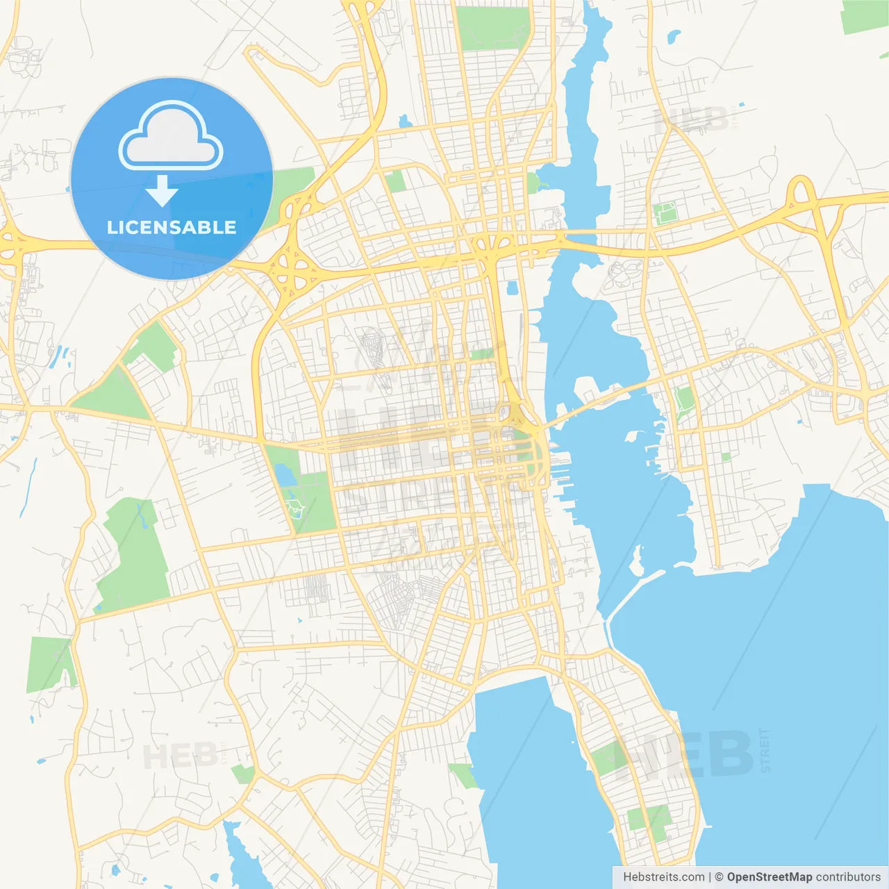 Empty vector map of New Bedford, Massachusetts, USA