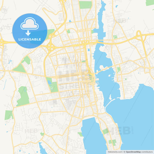 Empty vector map of New Bedford, Massachusetts, USA