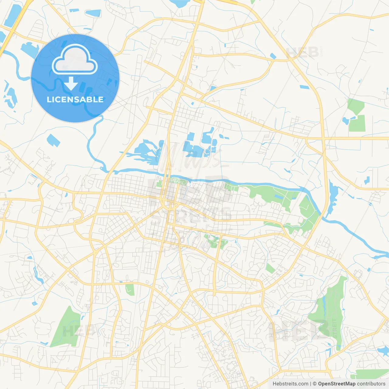 Empty vector map of Greenville, North Carolina, USA