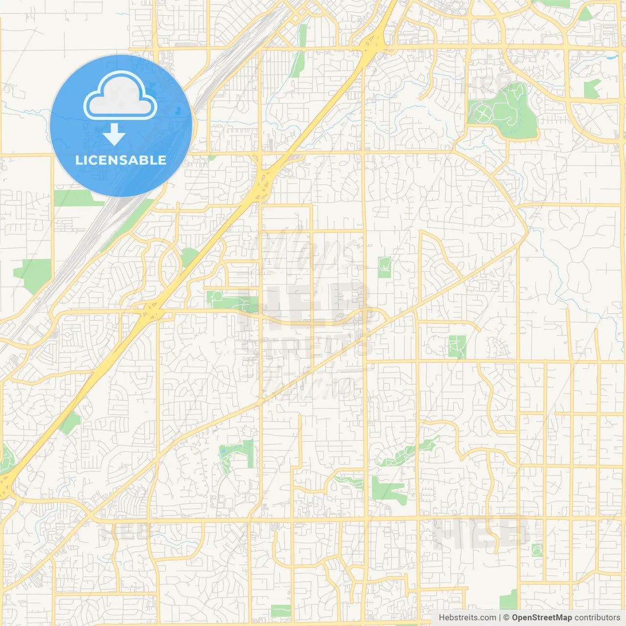 Empty vector map of Citrus Heights, California, USA