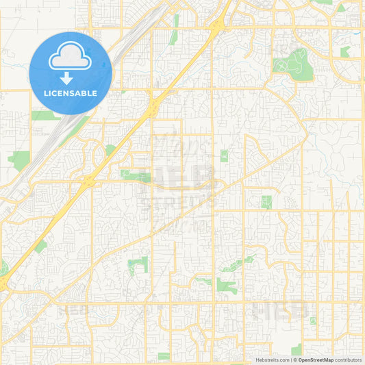 Empty vector map of Citrus Heights, California, USA