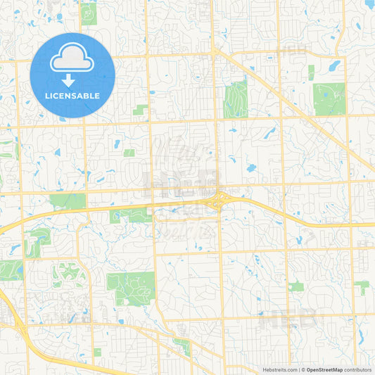 Empty vector map of Farmington Hills, Michigan, USA