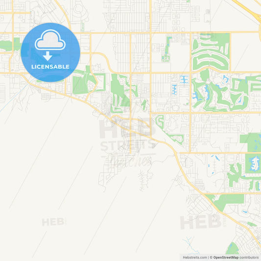 Empty vector map of Cathedral City, California, United States of America