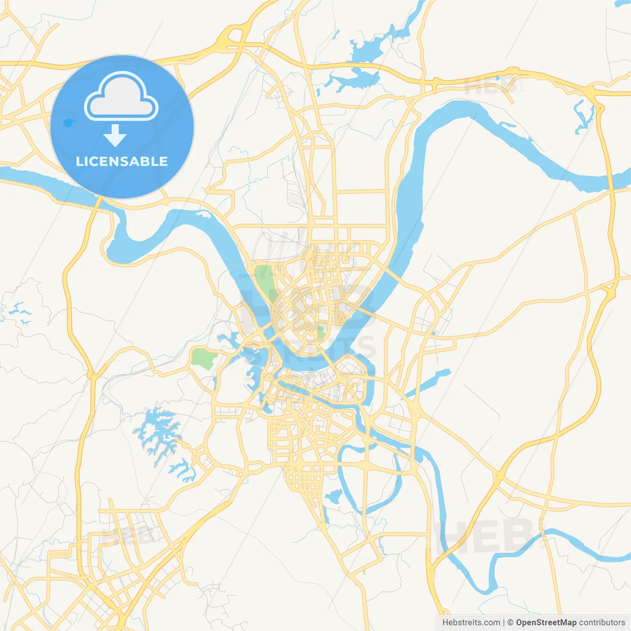Printable street map of Huizhou, China