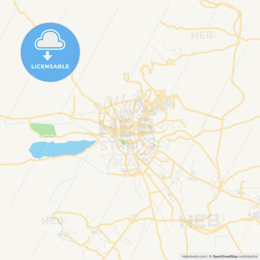 Printable street map of Kohat, Pakistan