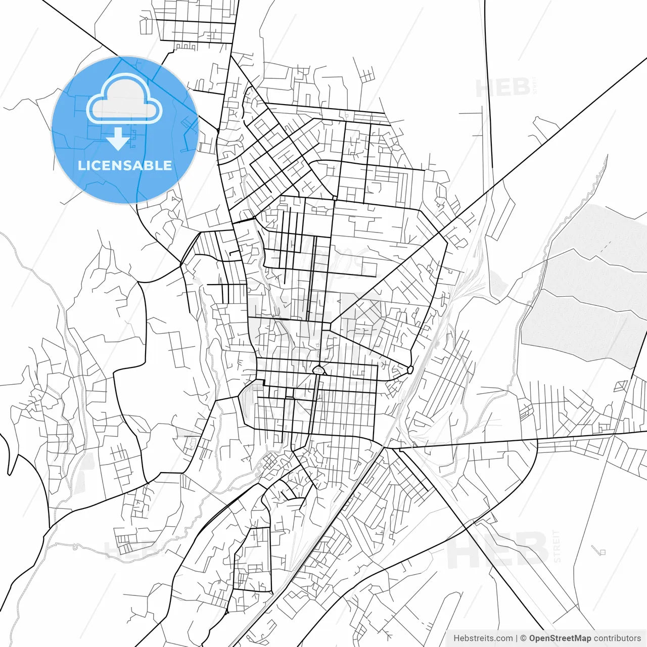 Vector PDF map of Gyumri, Armenia