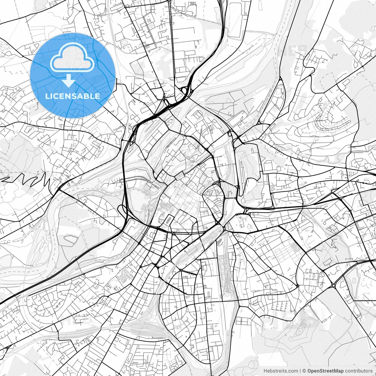 Vector PDF map of Metz, France