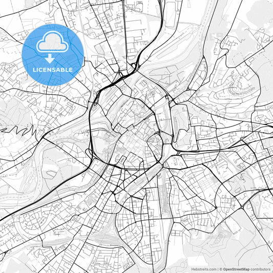 Vector PDF map of Metz, France