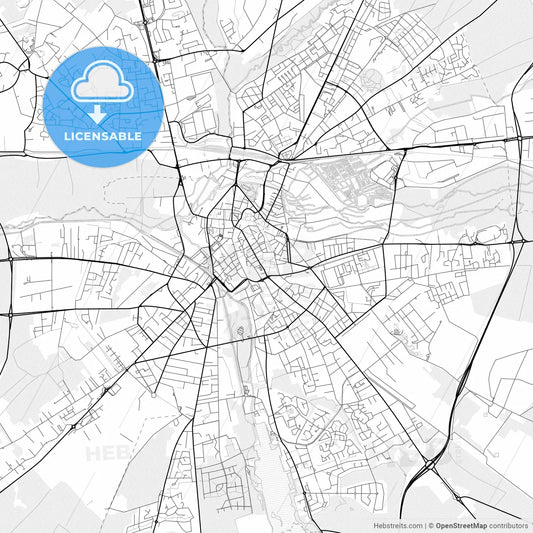 Vector PDF map of Bourges, France