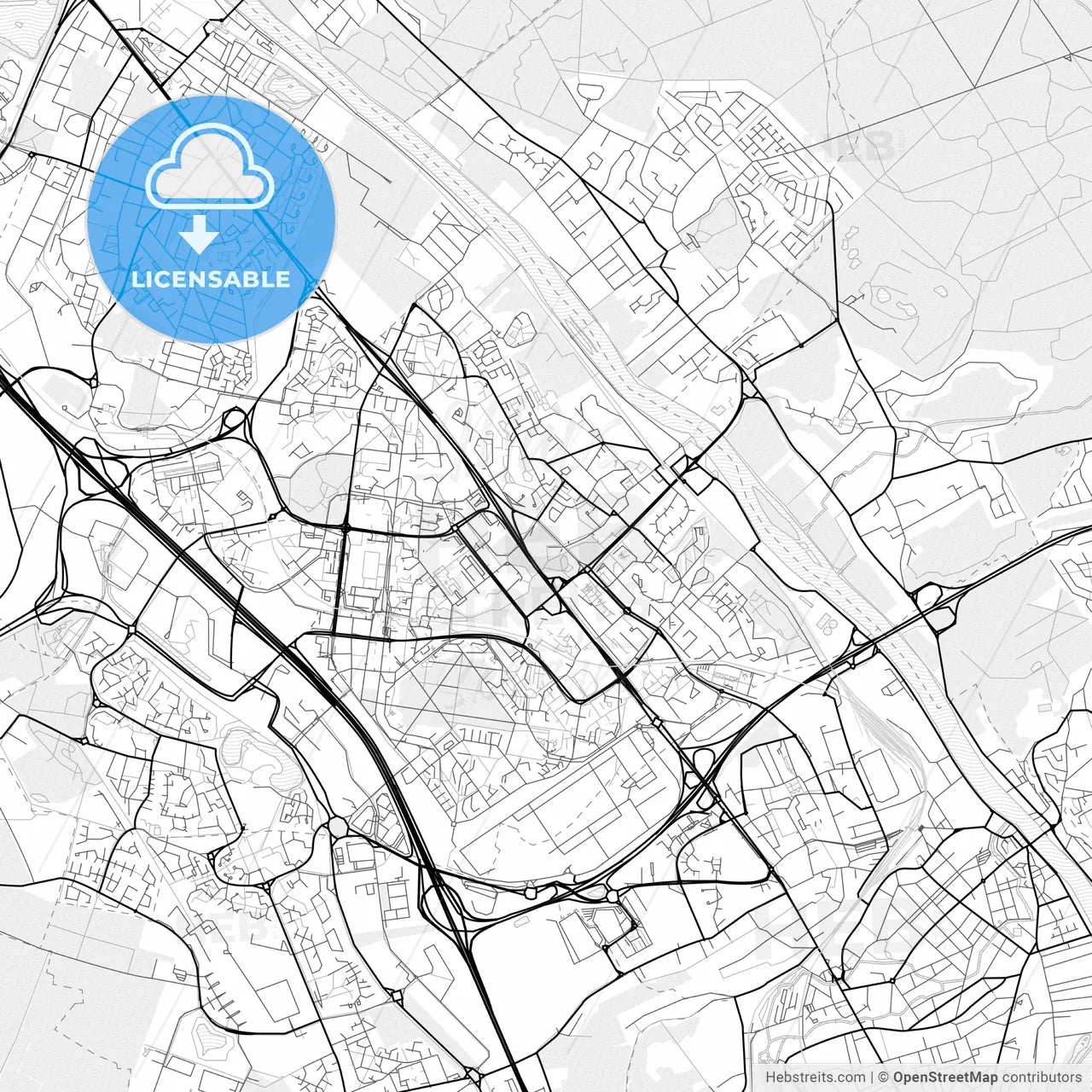 Vector PDF map of Évry, France