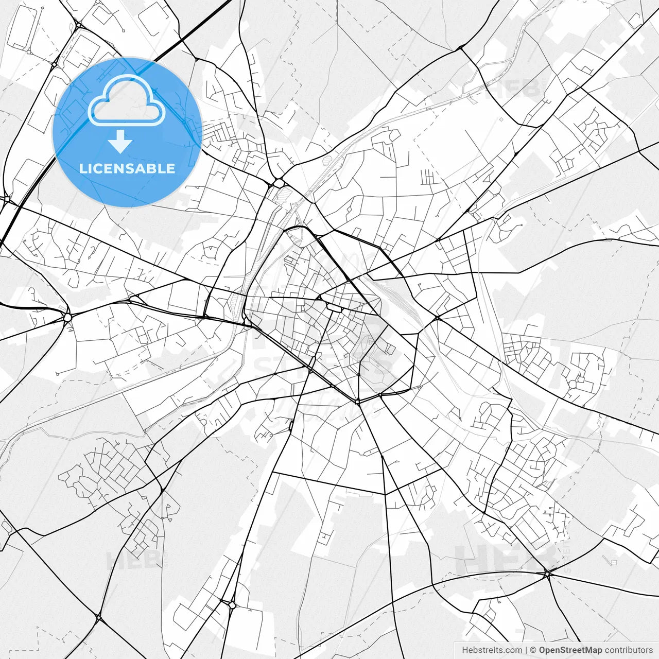 Vector PDF map of Cambrai, France