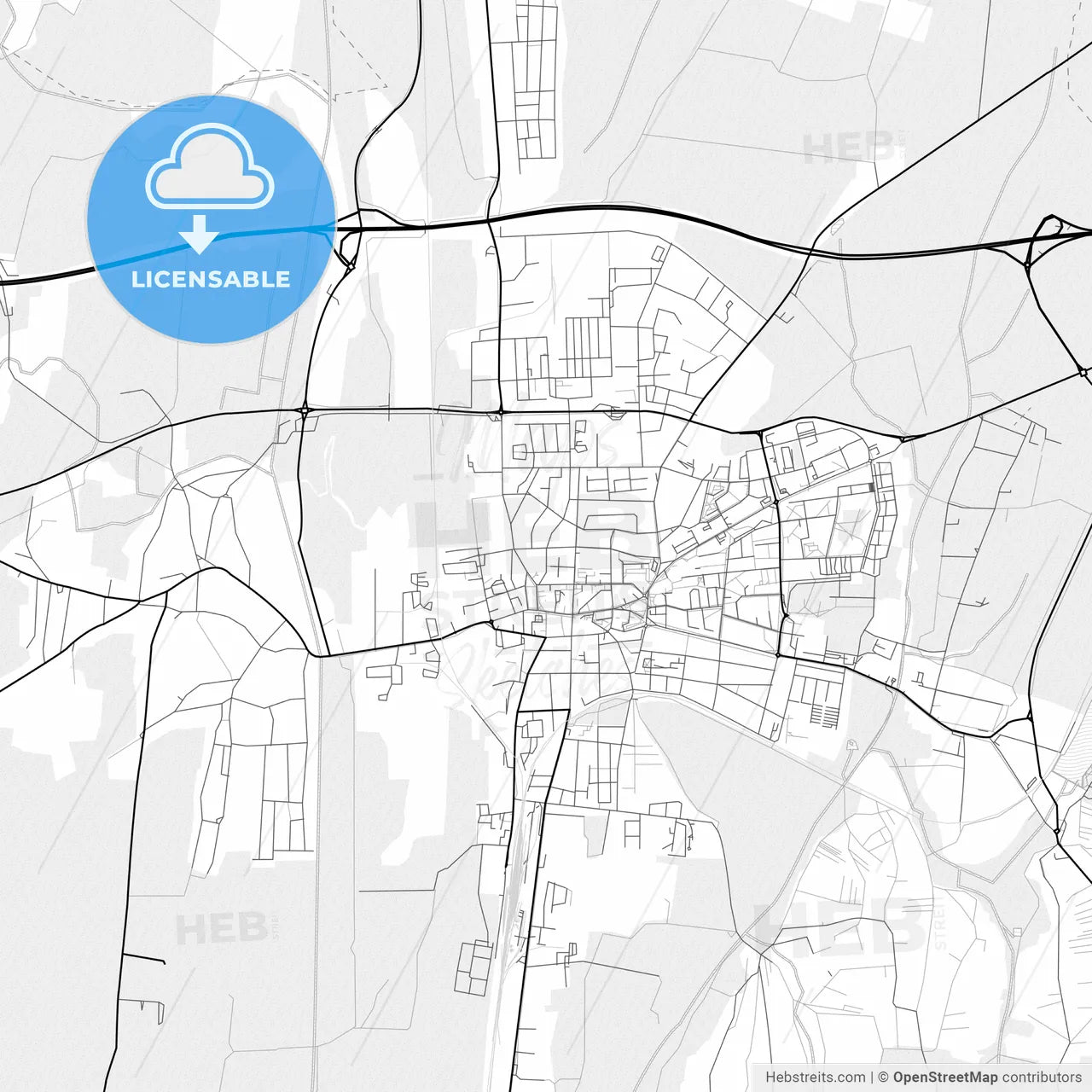 Vector PDF map of Nagykanizsa, Hungary