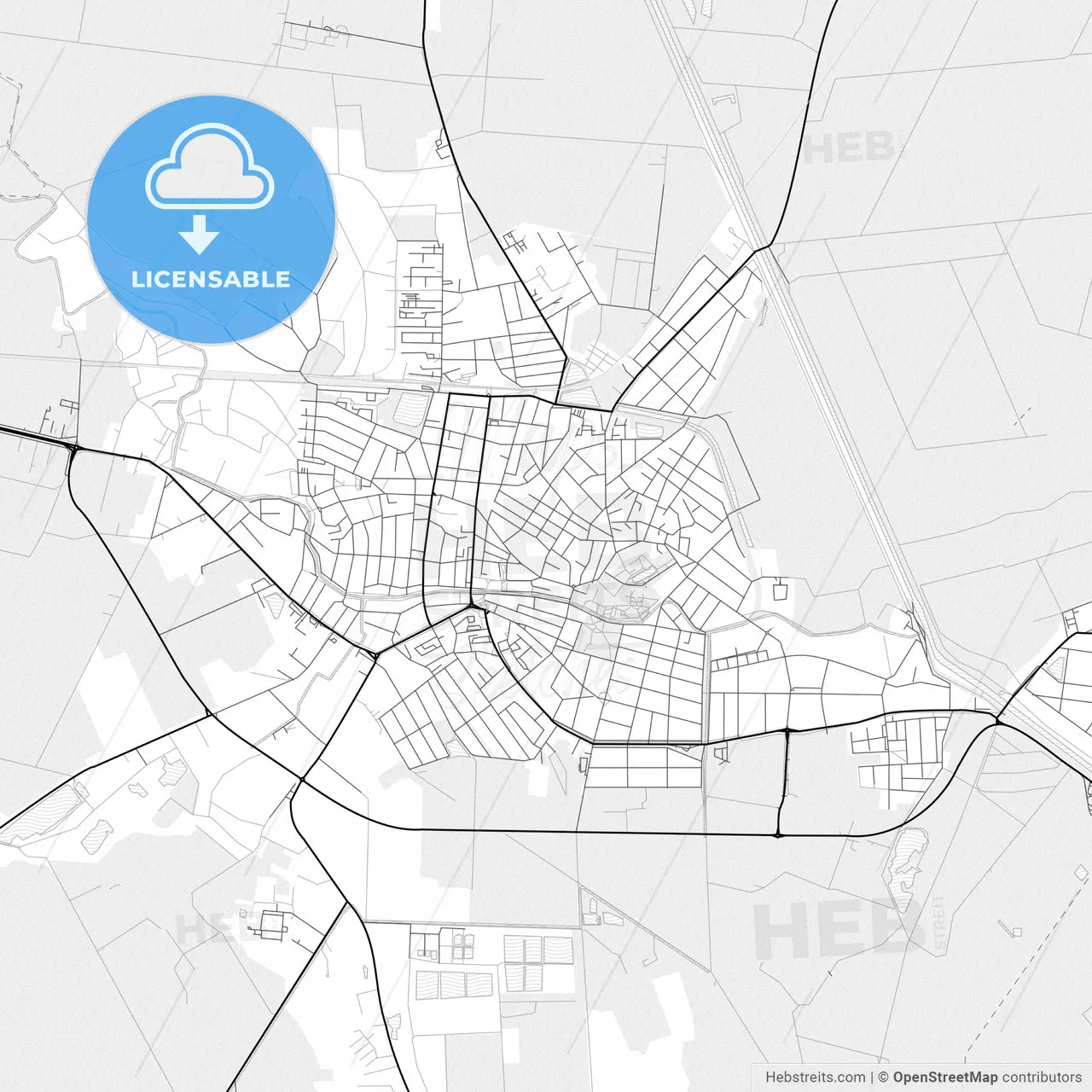 Vector PDF map of Gyula, Hungary
