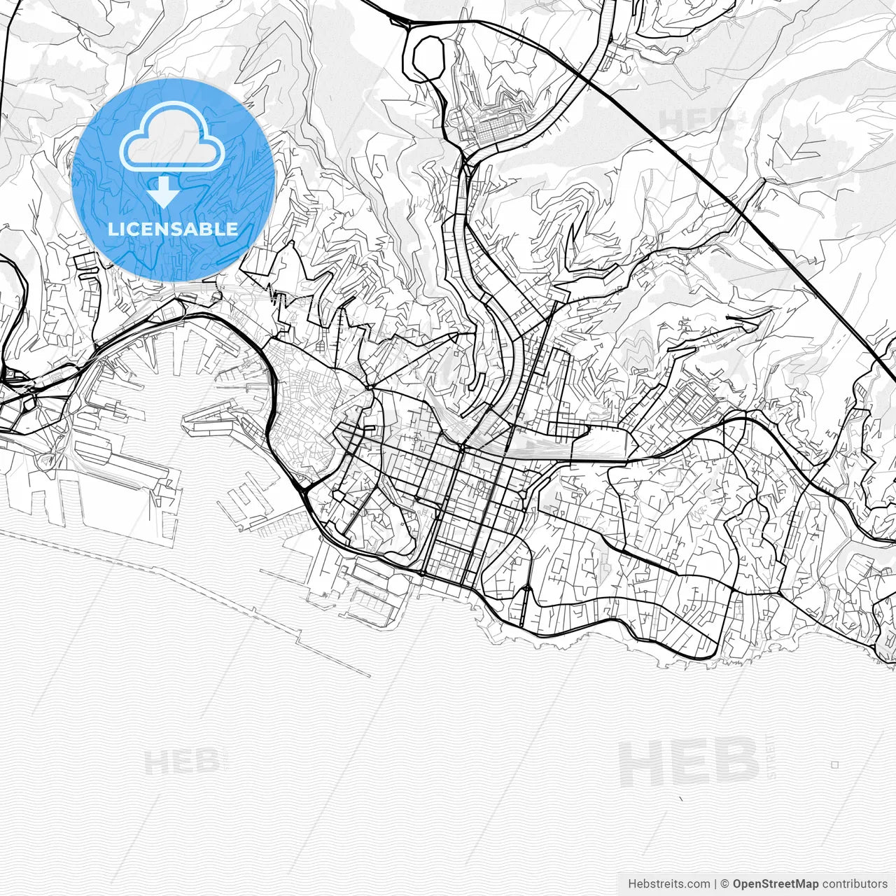 Vector PDF map of Genoa, Italy