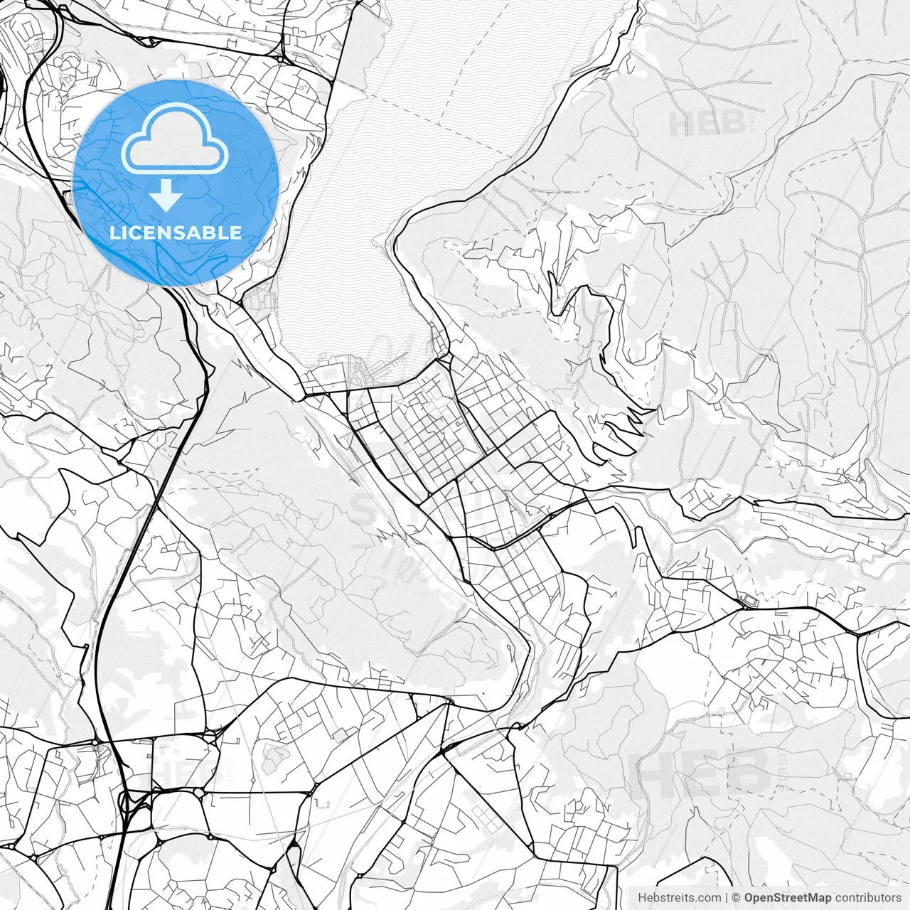 Vector PDF map of Como, Italy
