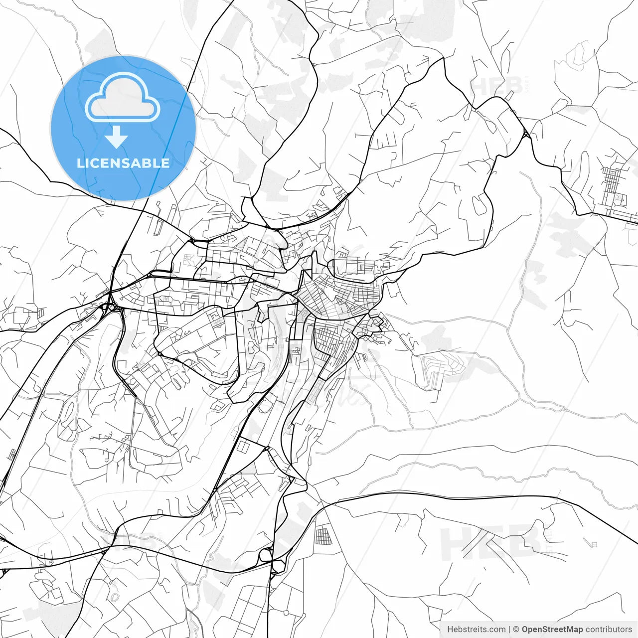 Vector PDF map of Caltanissetta, Italy