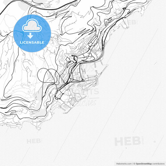 Vector PDF map of Monaco-Ville, Monaco