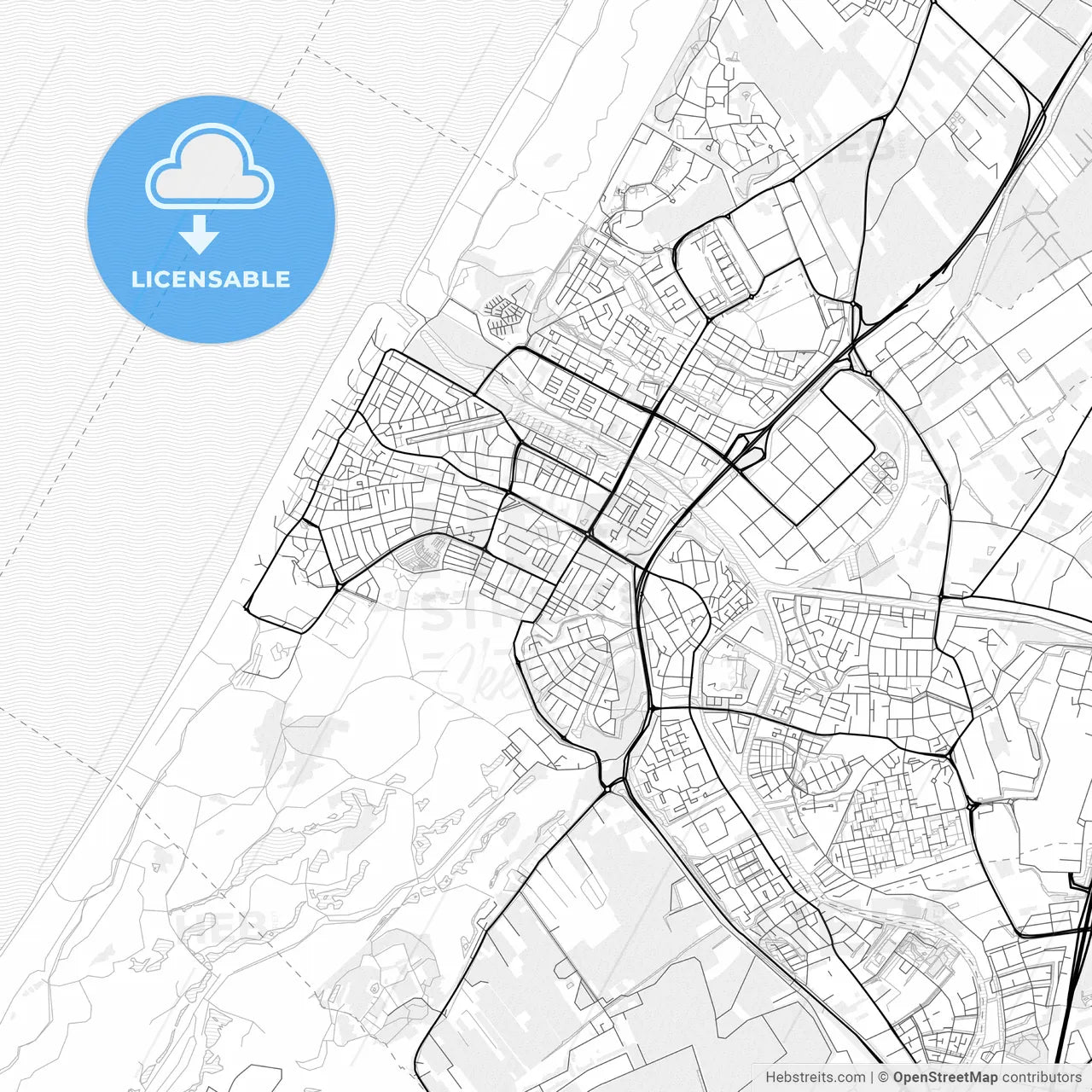 Vector PDF map of Katwijk, Netherlands