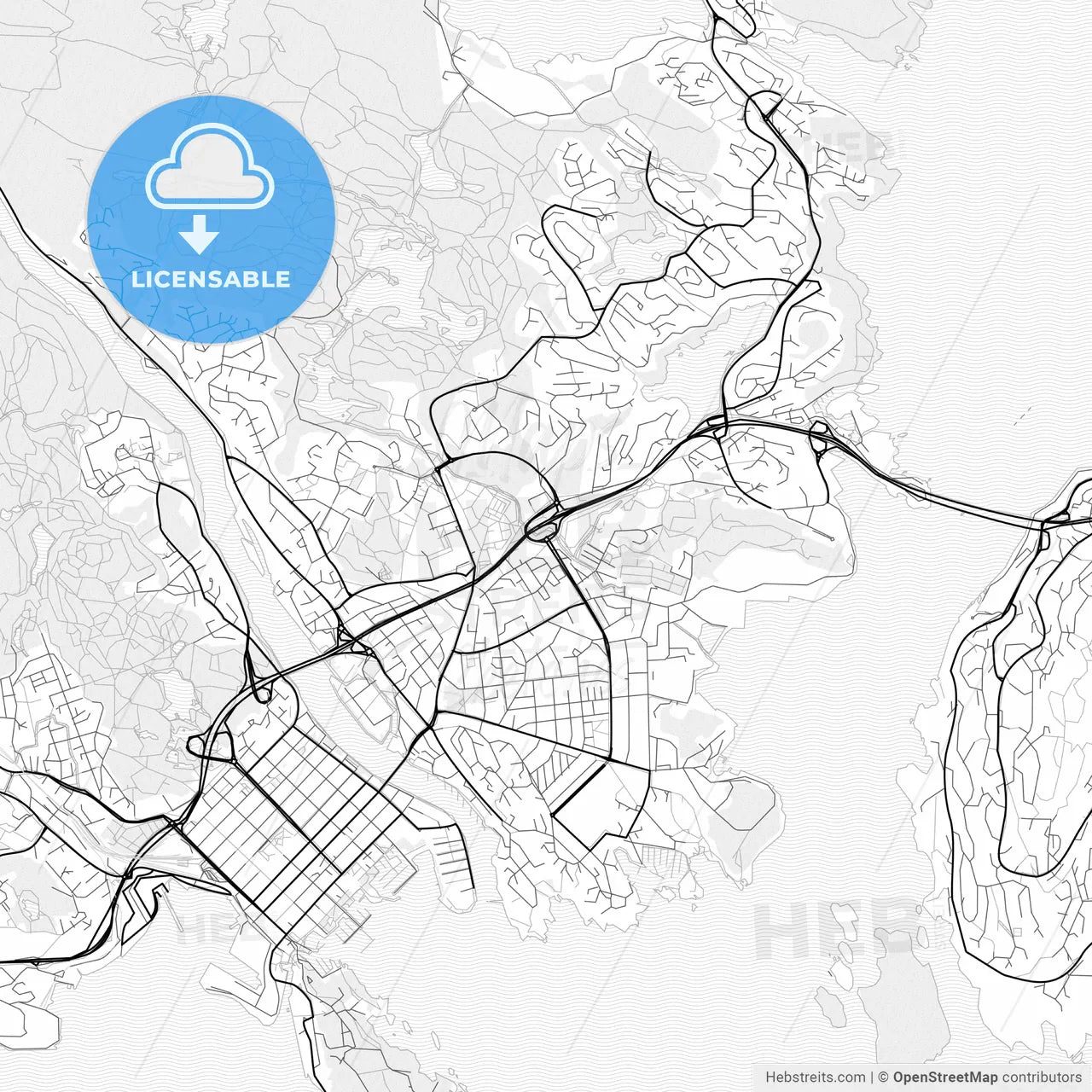 Vector PDF map of Kristiansand, Norway