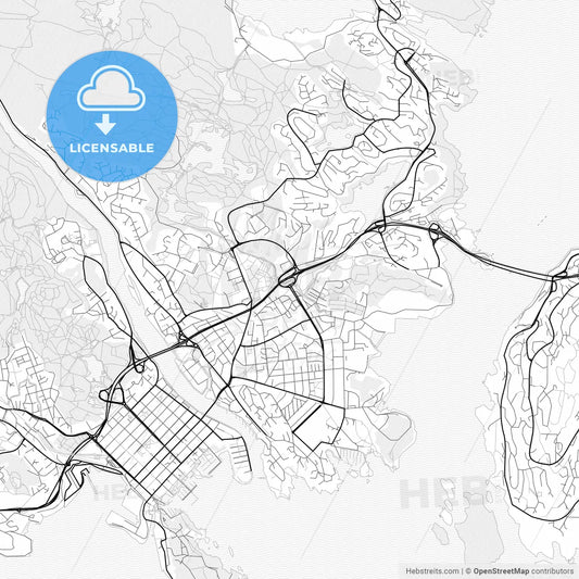 Vector PDF map of Kristiansand, Norway