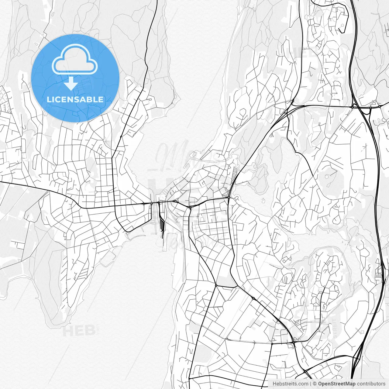 Vector PDF map of Moss, Norway