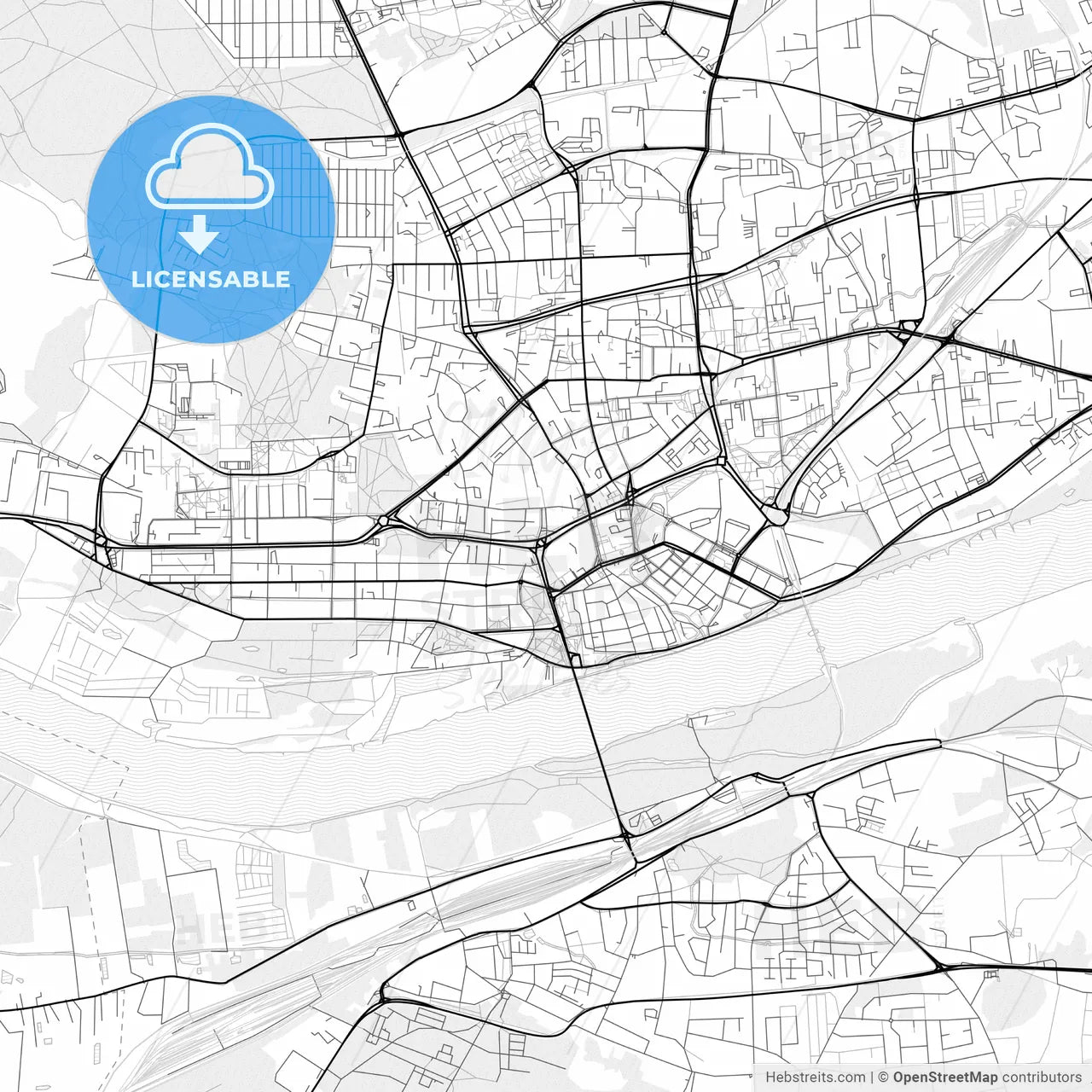 Vector PDF map of Toruń, Poland