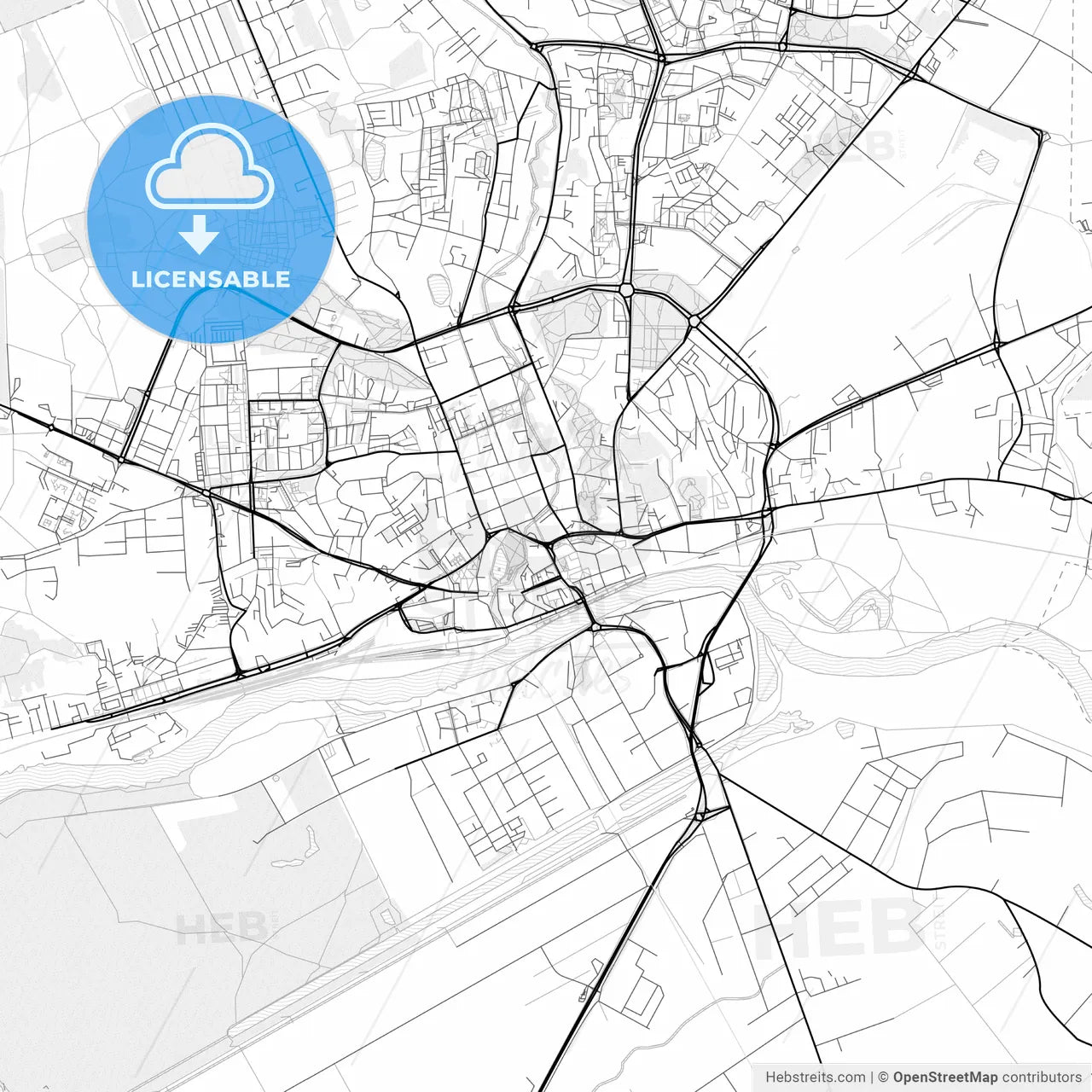 Vector PDF map of Gorzów Wielkopolski, Poland