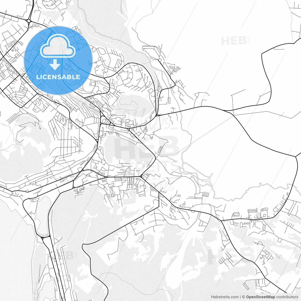 Vector PDF map of Petropavlovsk-Kamchatsky, Russia