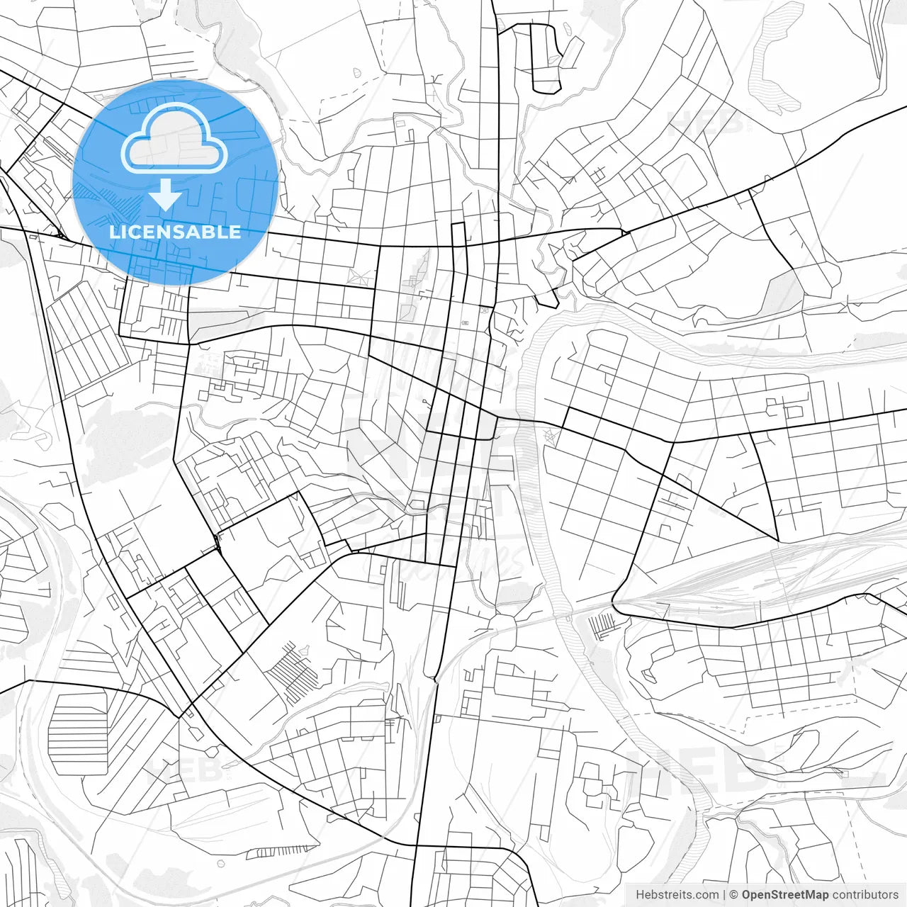 Vector PDF map of Yelets, Russia
