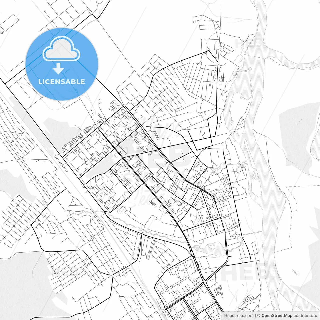 Vector PDF map of Usolye-Sibirskoye, Russia