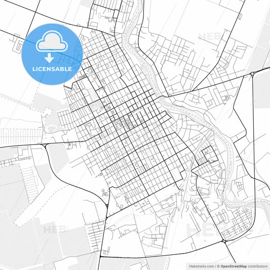 Vector PDF map of Slavyansk-na-Kubani, Russia