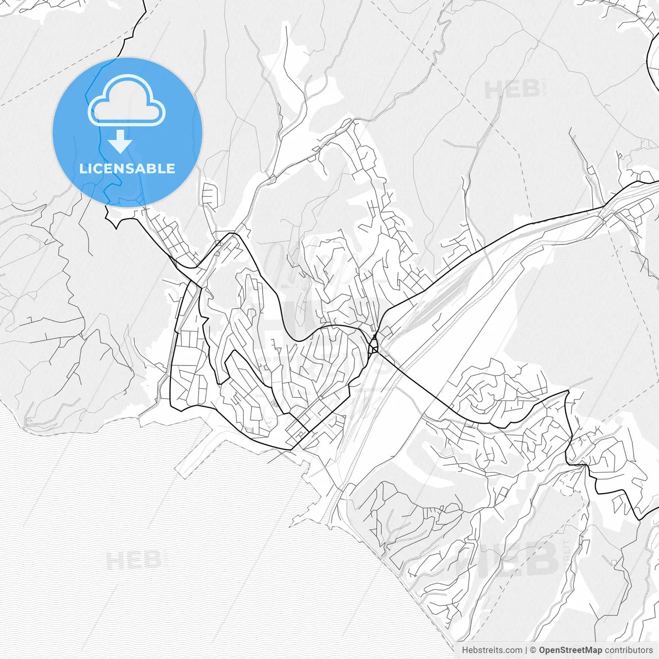 Vector PDF map of Tuapse, Russia