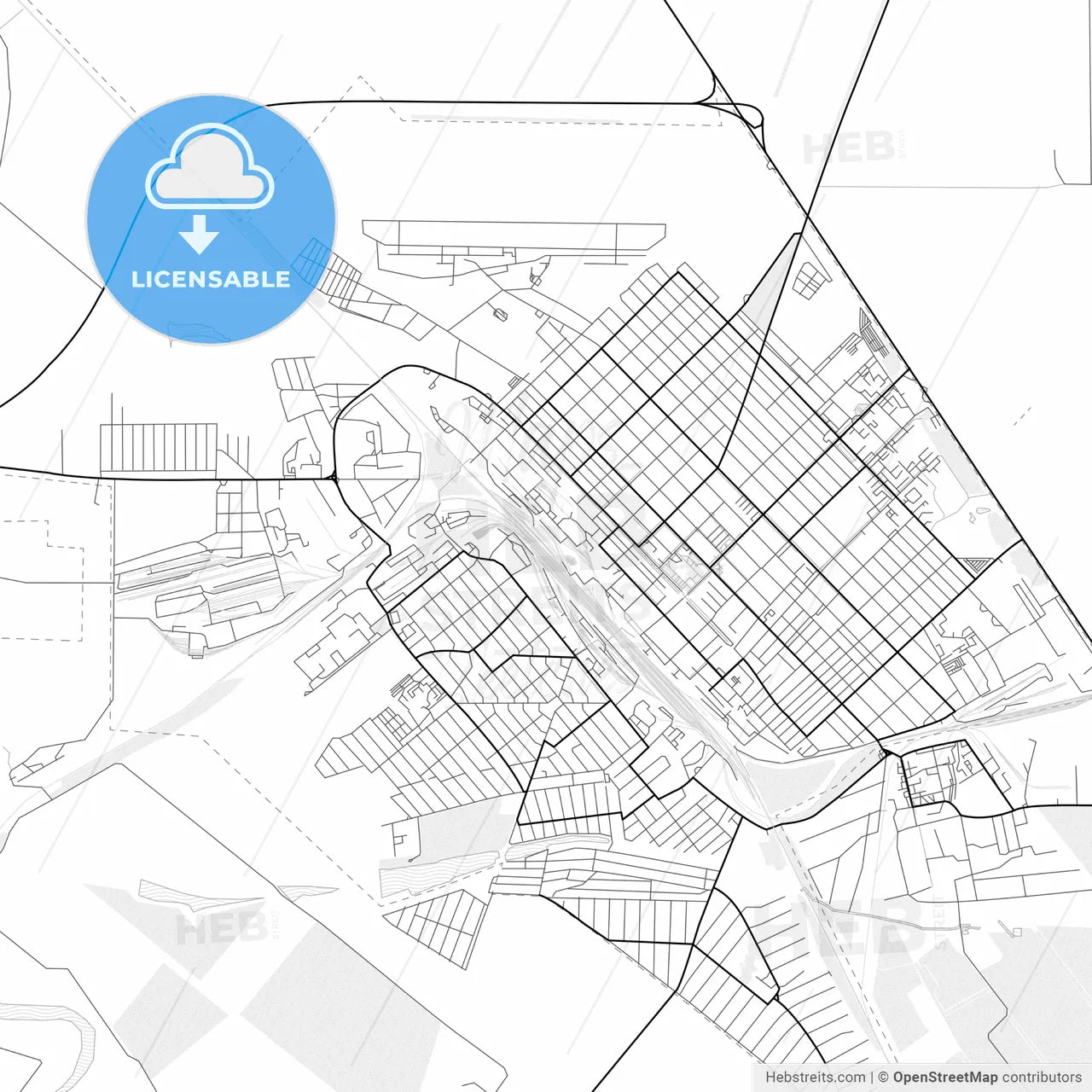 Vector PDF map of Tikhoretsk, Russia