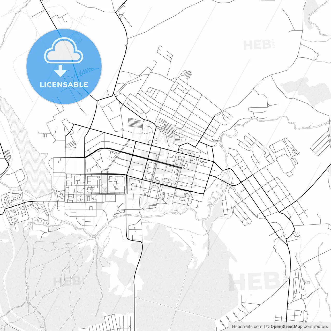 Vector PDF map of Krasnoturyinsk, Russia