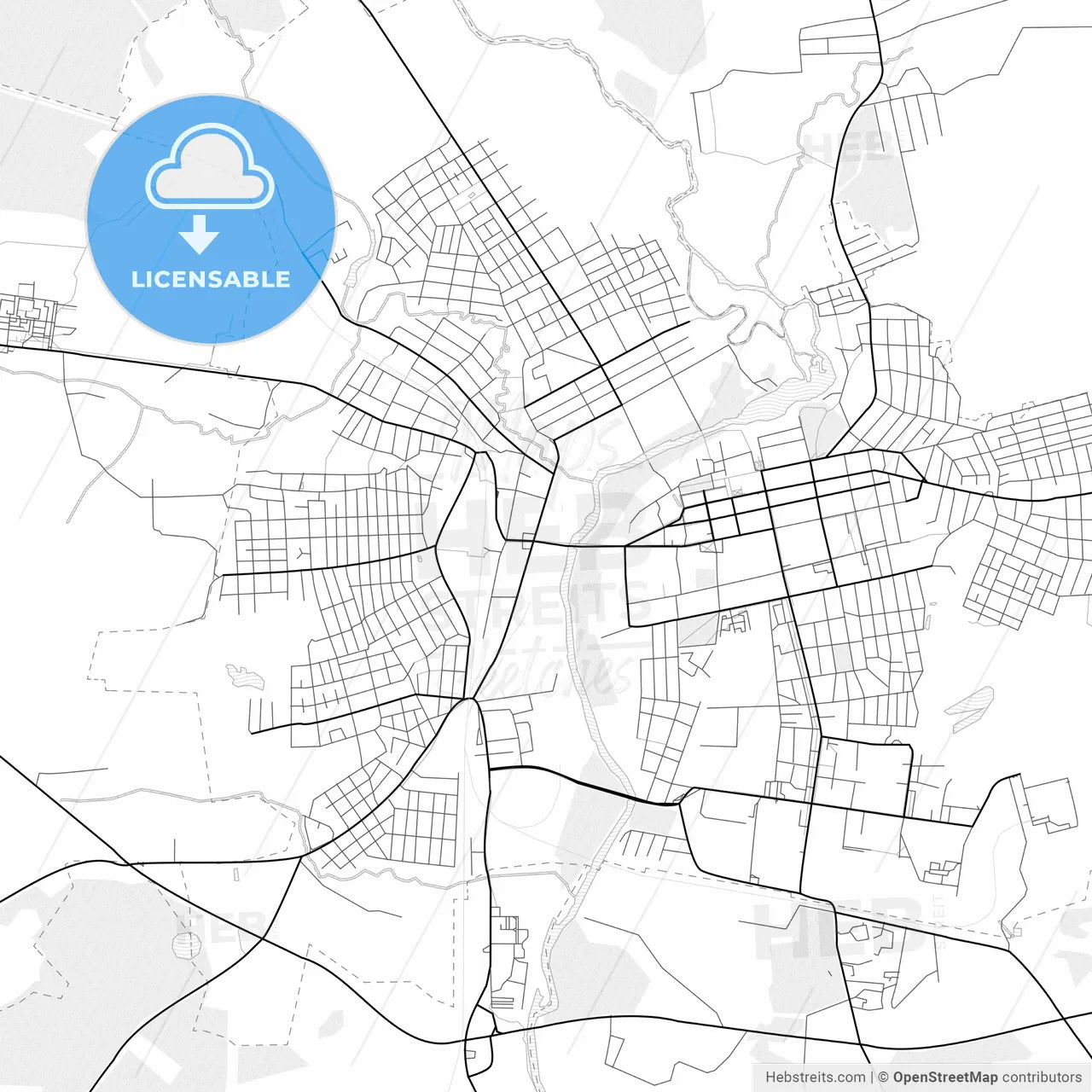 Vector PDF map of Shuya, Russia