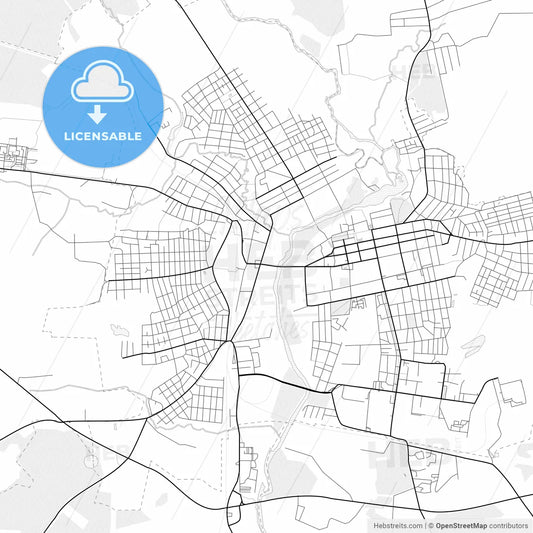 Vector PDF map of Shuya, Russia