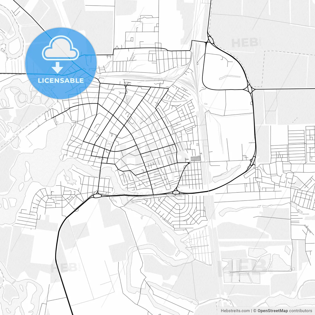 Vector PDF map of Timashyovsk, Russia