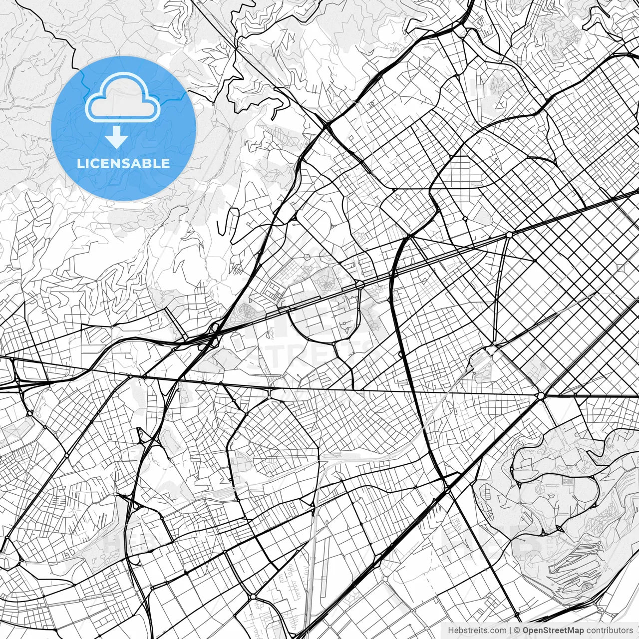 Vector PDF map of les Corts, Spain